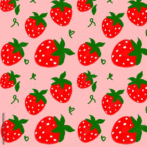 Cute Strawberry Fruit Seamless Pattern