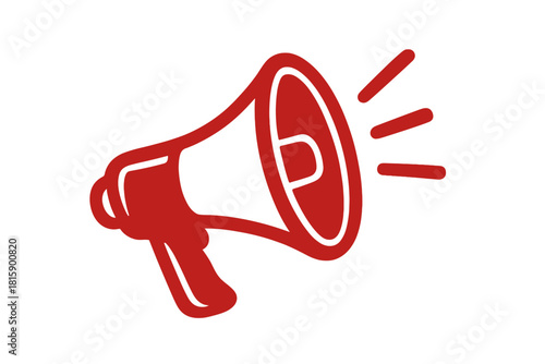 Dynamic Megaphone Icon. Megaphone icon, illustrating communication and broadcasting, with a wide mouthpiece and sound lines emanating from it. The design is bold,. Vector illustration