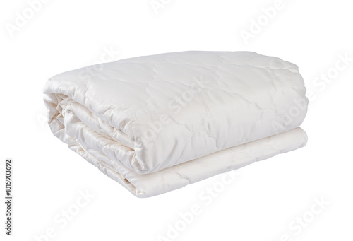 White folded quilt isolated on a white background
