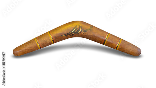 Photos old wooden Boomerang isolated on white background