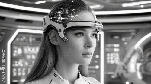 AI Brain Interface: Future Technology, Neural Network, Sci-Fi