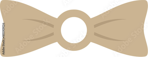 Simple beige bow tie illustration with a circular knot center.