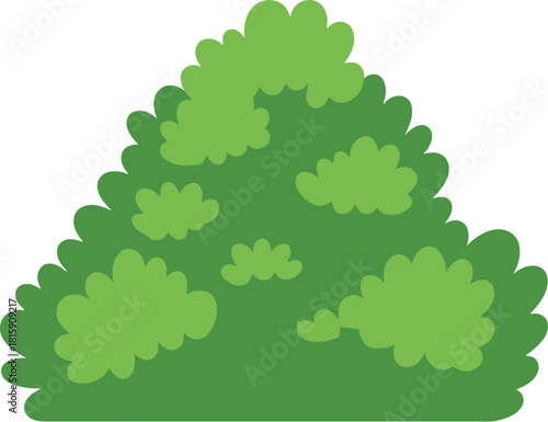 Stylized green garden bush cartoon vector illustration.