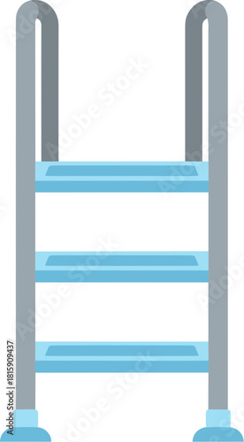 Simple vector illustration of a swimming pool ladder with blue steps.