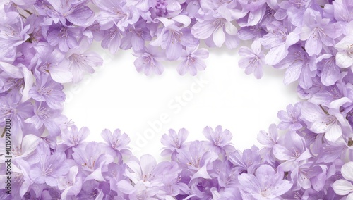 Beautiful Purple Flowers Arranged in a Decorative Frame on a Bright Background