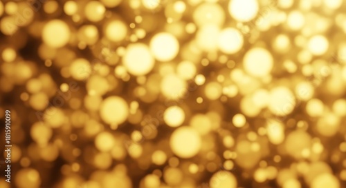 Abstract background of golden bokeh lights, glittering particles creating a festive and luxurious atmosphere for celebration or holiday events