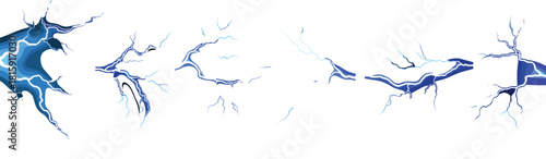 Electric blue lightning bolts energy discharge on dark background showing multiple flashes of thunderstorm power electricity plasma and light effects