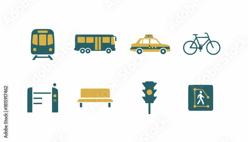 Transportation and Traffic Sign Icons Set