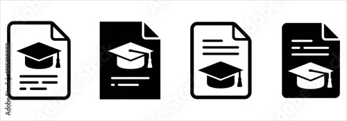 Get your diploma now - Graduation cap and document icons symbolize academic achievement and celebrating educational milestones, ready for your designs.