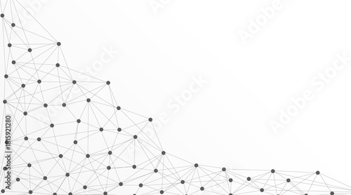 Abstract Minimal Network Connections Diagram with Black Dots and Line Structure for Technology and Data Visualization