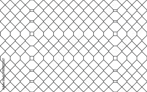 Abstract Geometric Pattern of Intersecting Lines and Squares on White Background