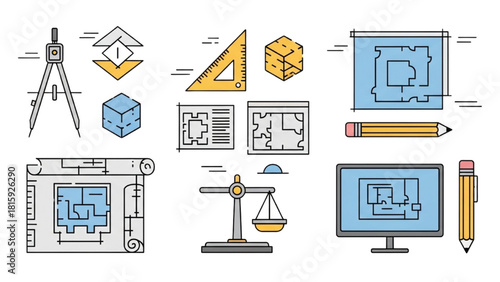 Architectural Design Elements Blueprints, Tools, and Construction Concepts