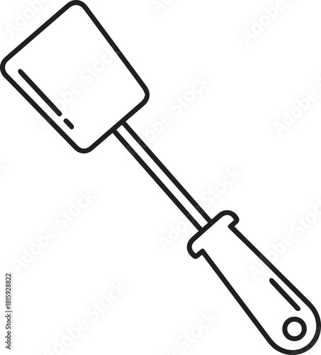 Simple line art drawing of a kitchen spatula utensil