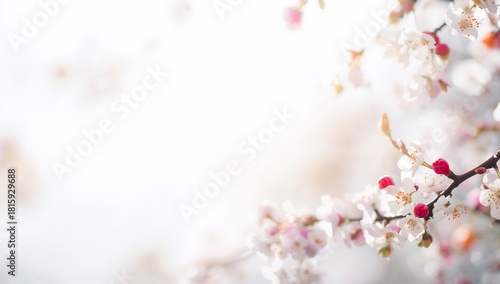 Beautiful Cherry Blossoms Blooming in Spring Against a Soft Background
