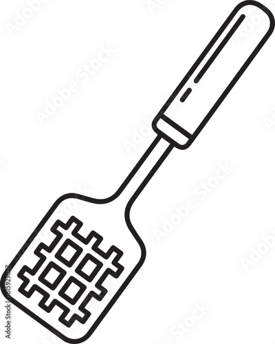 Simple line art icon of a potato masher kitchen utensil