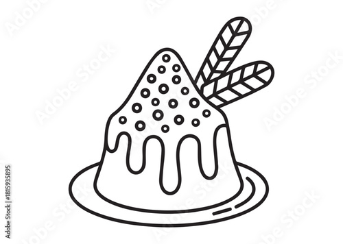 Powder cake Line art vector