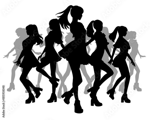 female idol group silhouette, female icon dancing and posing, icon isolated on white background,
type 5