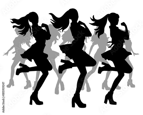 female idol group silhouette, female icon dancing and posing, icon isolated on white background,
type 7