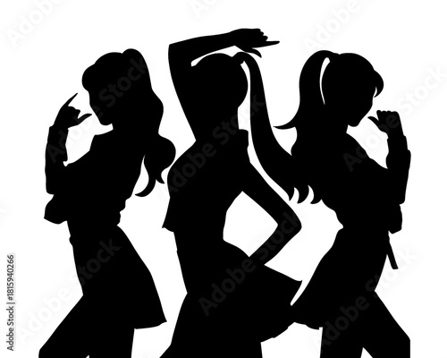 female idol group silhouette, female icon dancing and posing, icon isolated on white background,
type 3