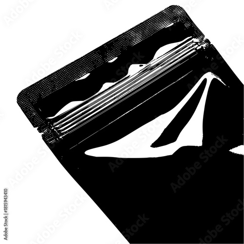 Stock stand up pouch packaging mockup blank black and white isolated background design