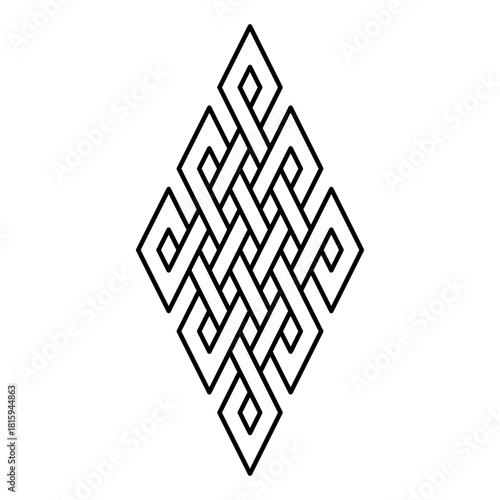 Endless knot icon with interwoven lines, symmetrical eternal loop design