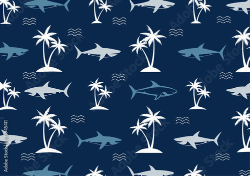 seamless shark pattern vector illustration.