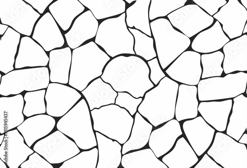 Stone plate paving seamless pattern. Seamless vector abstract pattern. Black white tracery texture background. - Vector