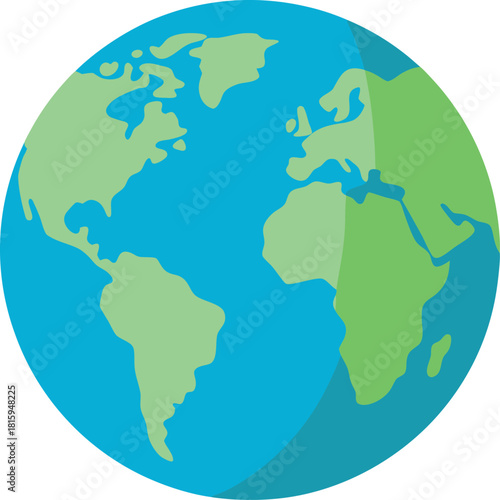 Flat design earth globe with continents and oceans