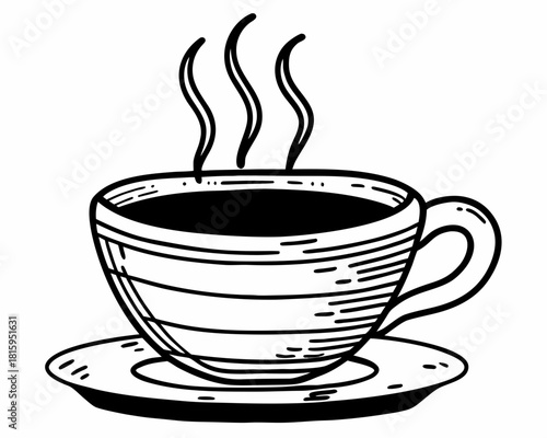 A steaming cup of coffee isolated on