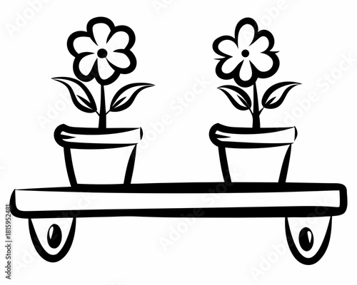 Two flower pots with flowers isolated on