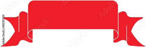 Free Download Red flat ribbon banner scroll element vector graphic design isolated for sale promotion or announcement background. - GFXLoad