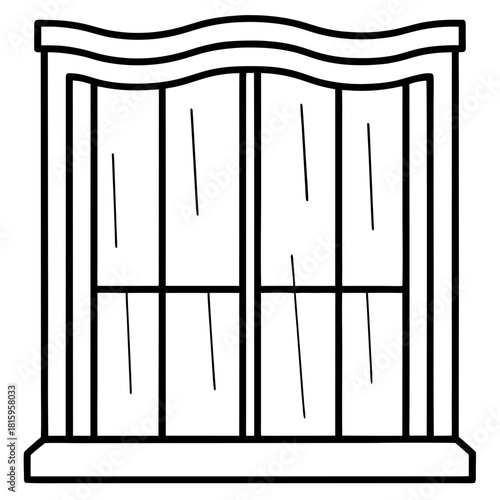 Illustration of a window with wavy top isolated on