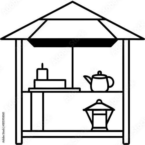 Illustration of a traditional tea house isolated on