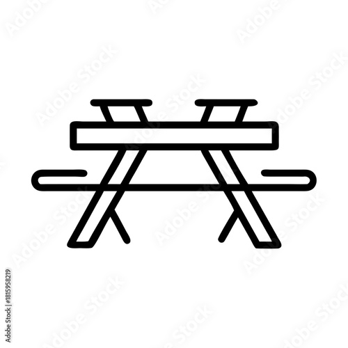 Simple picnic table illustration isolated on