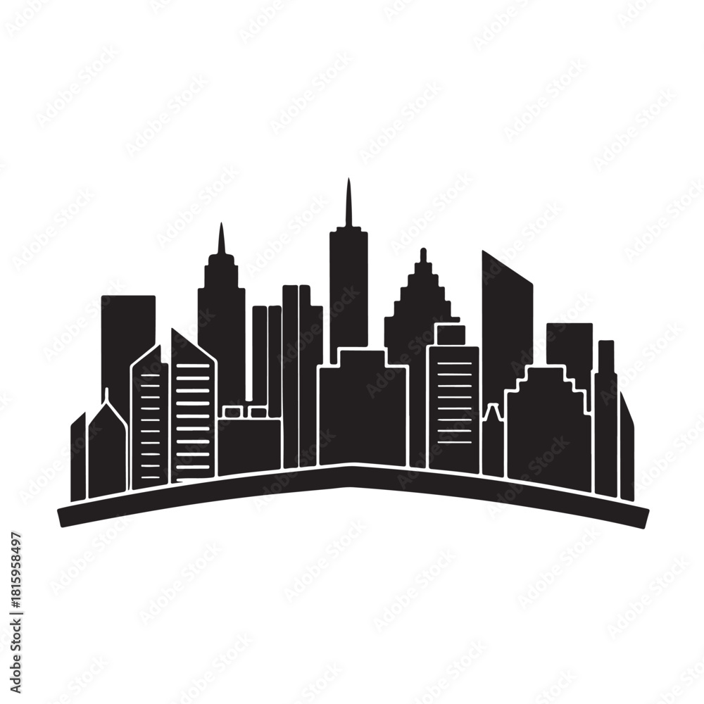 Fototapeta premium City Skyline Silhouette Urban Cityscape Vector Illustration