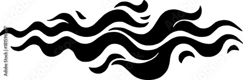 Waves illustration in black and white. Simple vector artwork showcasing smooth shapes and abstract design in a vintage style.