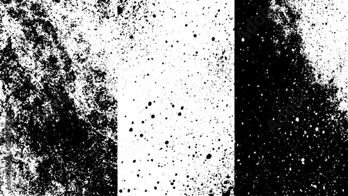 Grunge texture overlay with black and white speckles. Abstract vector illustration featuring random dots on a textured background set.