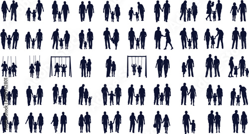 Family silhouette vector, parent child icon, relationship illustration pack, social interaction design, editable black grid art, lifestyle concept scene