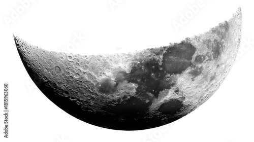 Half Moon in Night Sky Isolated on Black Background