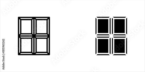 Chocolate bar icon set. The chocolate bar was bitten into pieces. Vector illustration eps10.