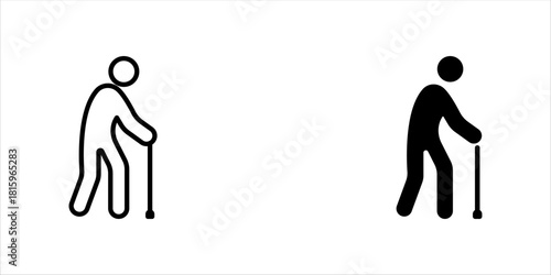 Male pensioner linear icon set. Senile man. Old age. vector illustration on white background eps10.