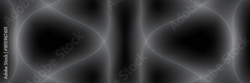Black abstract background design. Modern wavy line pattern in monochrome colors. Premium stripe texture for banner, business backdrop. Dark horizontal vector template