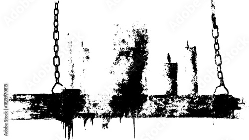 Chain texture with a grunge style. Black and white vector illustration with a distressed surface effect for digital artwork.