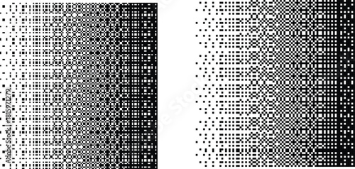 Pixel dither grungy abstract forms for video. Cyber punk bitmap texture. Bit gradient for Futuristic background . Glitched shapes with tiny squares.
