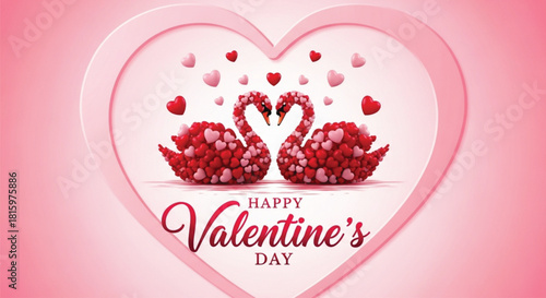 A beautiful Valentine's Day illustration featuring two swans forming a heart shape, symbolizing love and romance, perfect for expressing affection and celebrating the day.