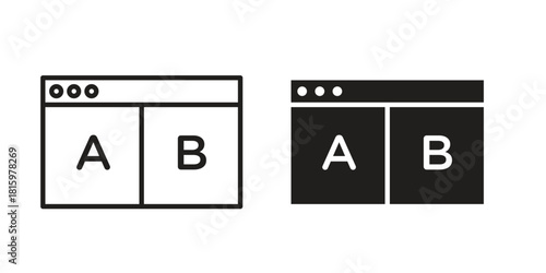 A B test icons in different style, sign or symbol, suitable for apps and websites