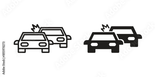 Accident icons in different style, sign or symbol, suitable for apps and websites