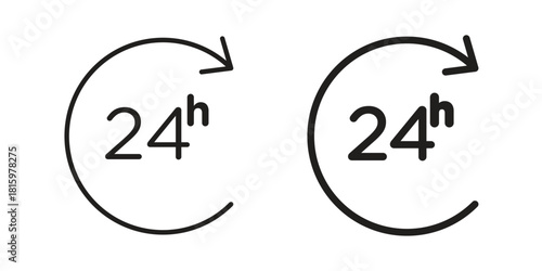 24 Hrs icons in different style, sign or symbol, suitable for apps and websites