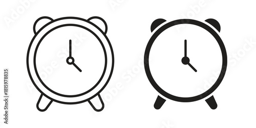 Alarm clock icons in different style, sign or symbol, suitable for apps and websites
