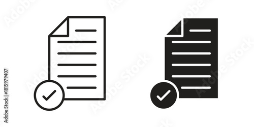 Approved document icons in different style, sign or symbol, suitable for apps and websites